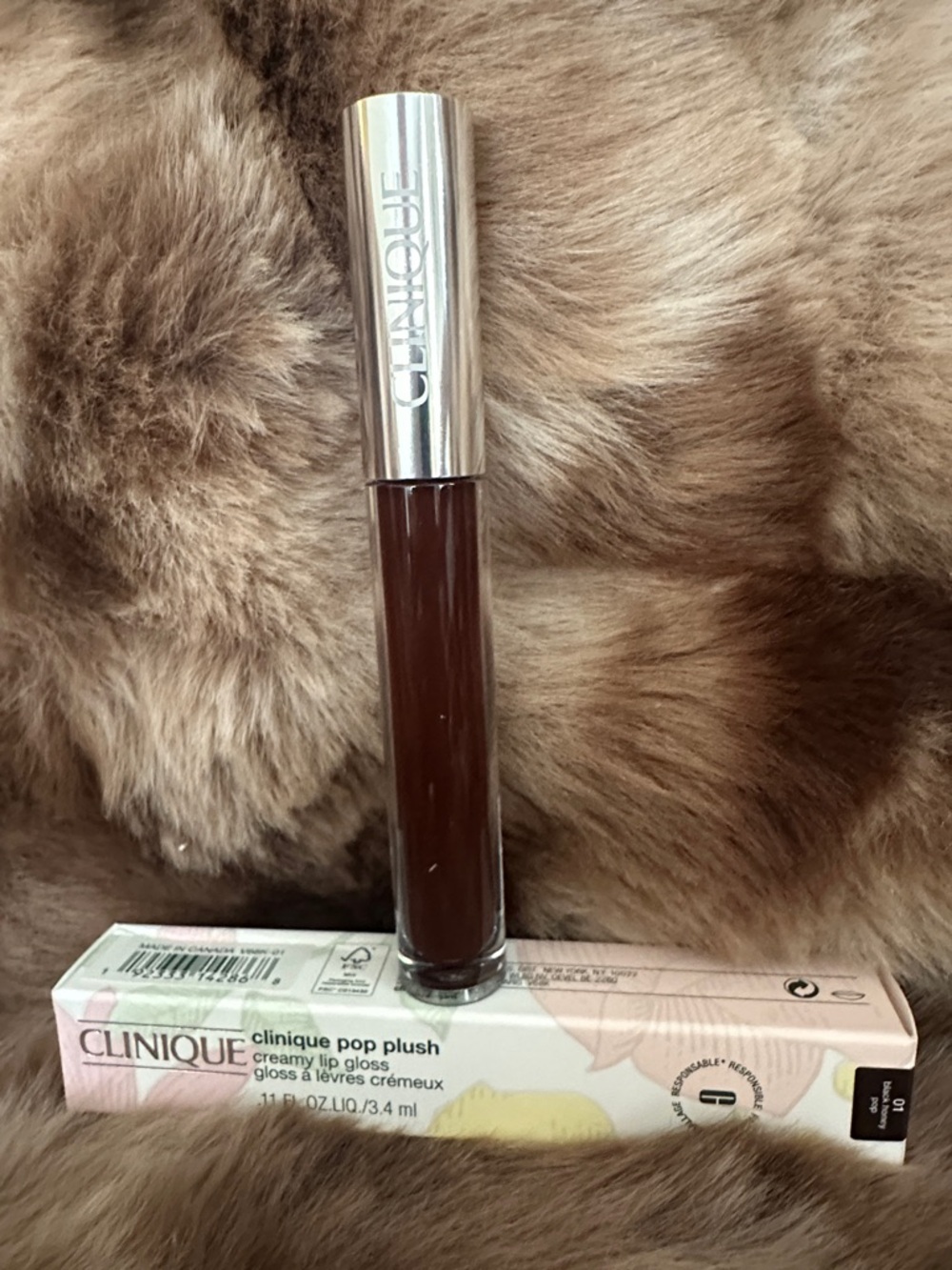 Clinique Pop Plush Creamy Lip Gloss in Black Honey NIB
